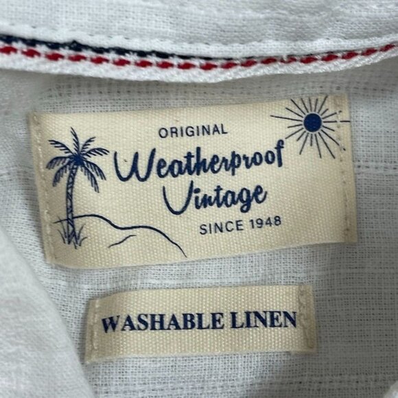Original Weatherproof Vintage Mens Washable Linen Shirt Button-Down M a0285 - Picture 3 of 7